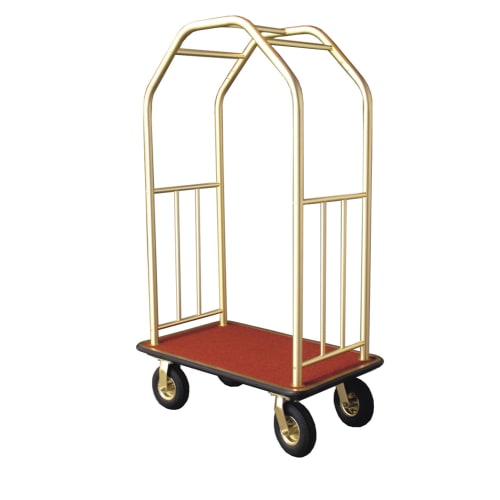 Bellman Cart, Deluxe Edition, 48", Black Carpet, Bumpers & Wheels, Brass Enamel